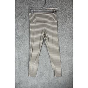 Athleta Womens Gray Taupe Striped 7/8 Length Tight Leggings Pants Small